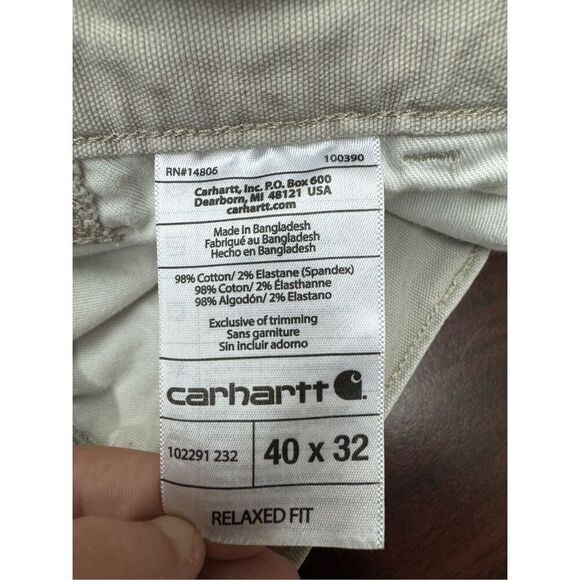 Carhartt Men’s Relaxed Fit Light Khaki Pants Size 40x32 - Picture 7 of 7